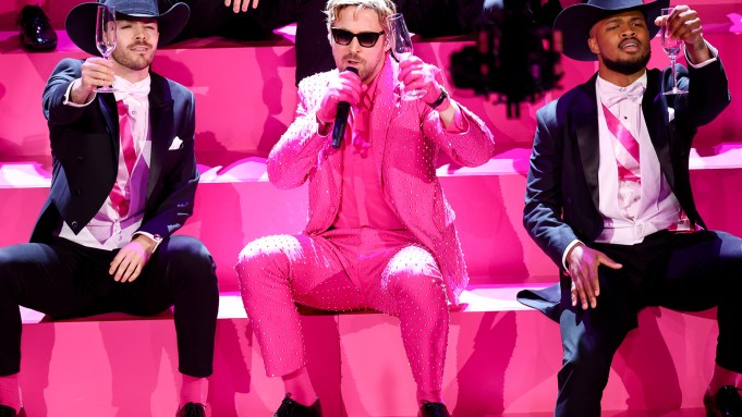 Ryan Gosling performs 'I'm Just Ken' from "Barbie" at the 96th Annual Oscars held at Dolby Theatre on March 10, 2024 in Los Angeles, California.